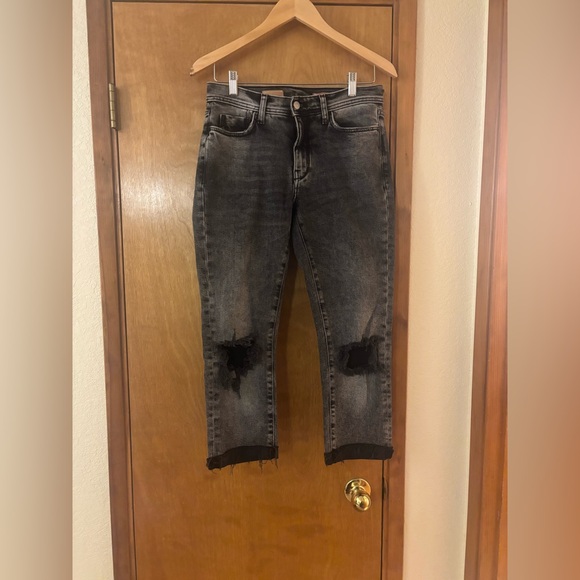 Pilcro Denim - Anthropology Pilcro Slim Boyfriend Distressed Acid Wash Cropped Jeans